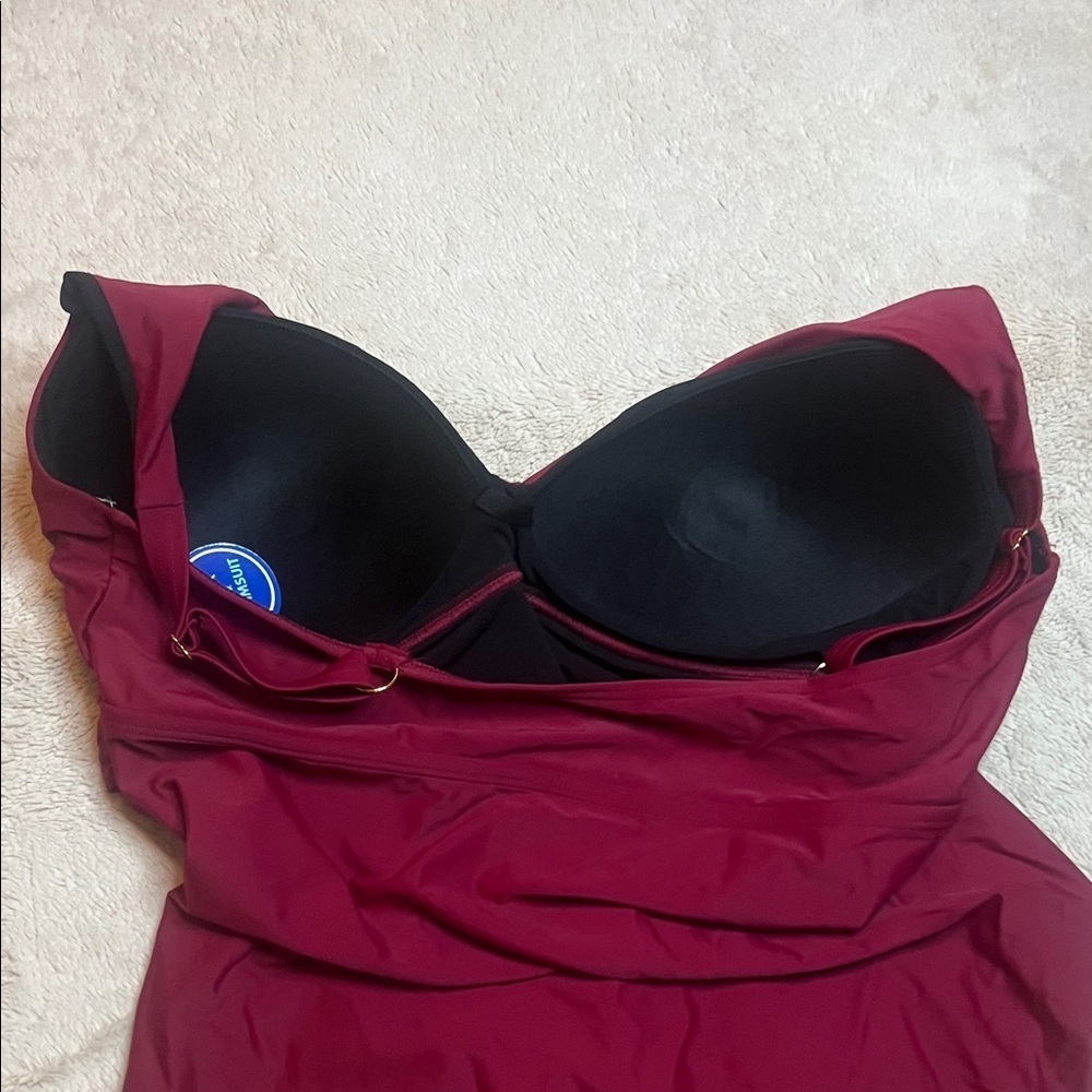 NWT Swimsuits For All Burgundy One Piece Swimsuit - Picture 10 of 12